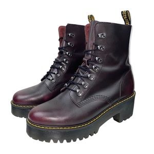 RARE Dr. Martens Leona Vintage Leather Heeled Boots in Burgundy Vintage 10